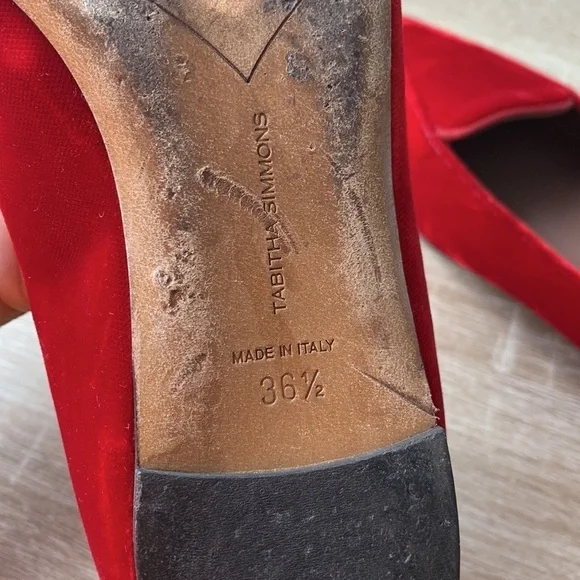 Tabitha Simmons Alexa Red Velvet Pointed Flats size 6.5 - Picture 10 of 10